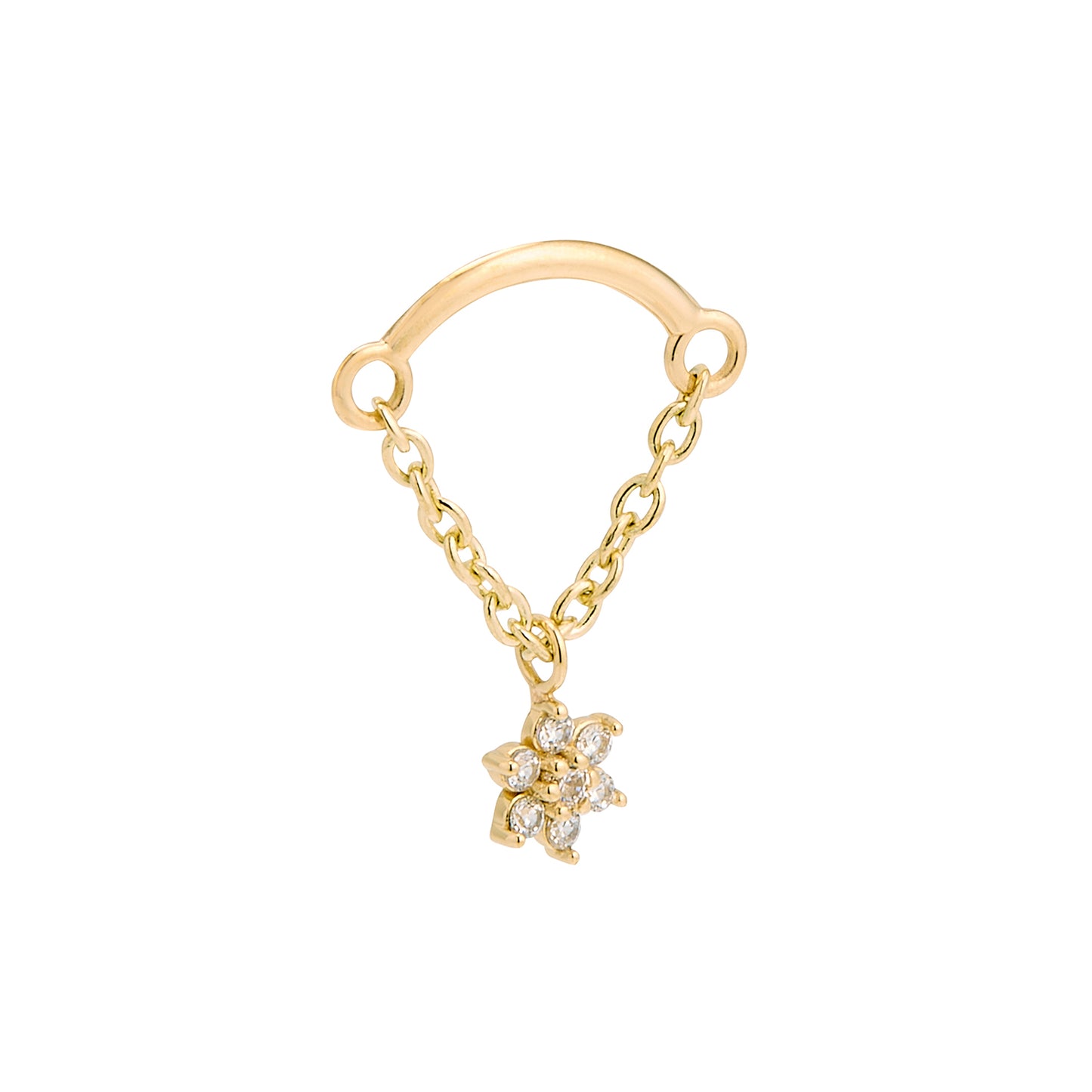 HH038 - Hidden Helix 16ga bar 5/16", 3/4" rolo, DT038, 7 stone pointy flower