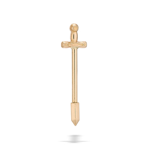 Straight barbell Excalibur Sword - 14kt Yellow Gold